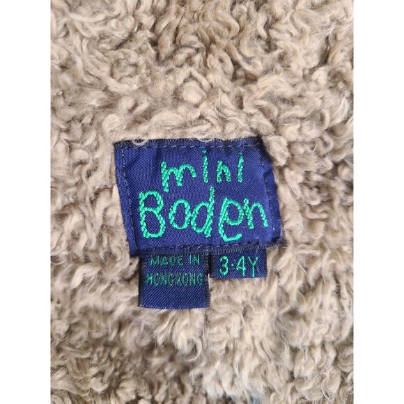 Mini Boden 100% Cotton Sherpa Lined Jacket 3-4 Year Hood Pockets Full Zip School - Picture 5 of 6